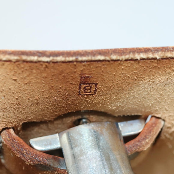 HERMES Her Bag MM Hand Bag Canvas Beige Silver Auth 168228