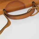 HERMES Her Bag MM Hand Bag Canvas Beige Silver Auth 168228-8