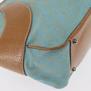 GUCCI GG Canvas Hand Bag Turquoise Blue Silver 113011 Auth 168236-11