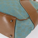 GUCCI GG Canvas Hand Bag Turquoise Blue Silver 113011 Auth 168236-14