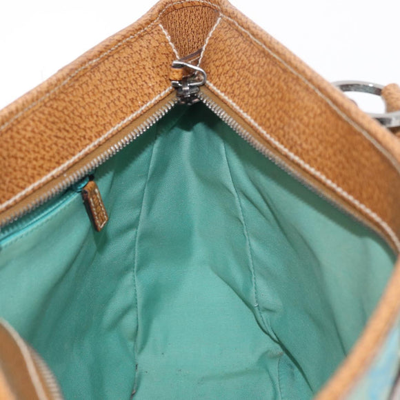 GUCCI GG Canvas Hand Bag Turquoise Blue Silver 113011 Auth 168236