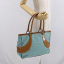 GUCCI GG Canvas Hand Bag Turquoise Blue Silver 113011 Auth 168236-24