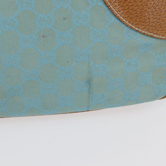 GUCCI GG Canvas Hand Bag Turquoise Blue Silver 113011 Auth 168236