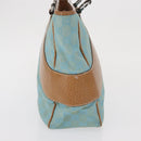 GUCCI GG Canvas Hand Bag Turquoise Blue Silver 113011 Auth 168236-5