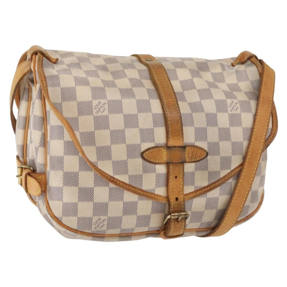 LOUIS VUITTON Damier Azur Saumur 30 Shoulder Bag SPO N48202 LV Auth 168246