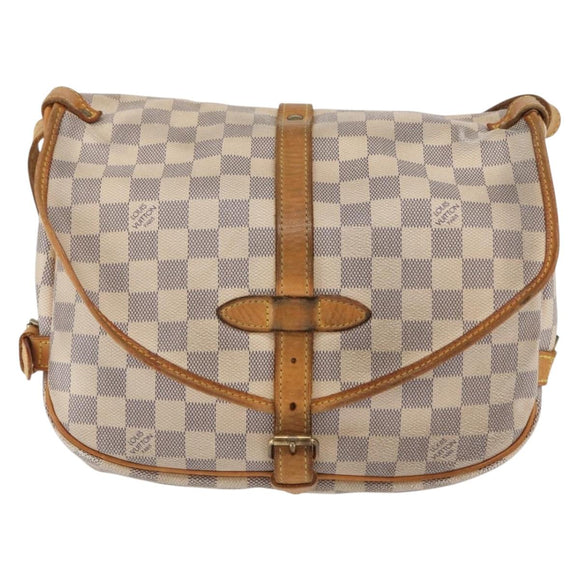 LOUIS VUITTON Damier Azur Saumur 30 Shoulder Bag SPO N48202 LV Auth 168246