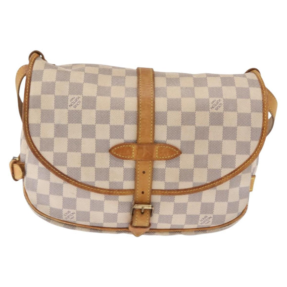 LOUIS VUITTON Damier Azur Saumur 30 Shoulder Bag SPO N48202 LV Auth 168246