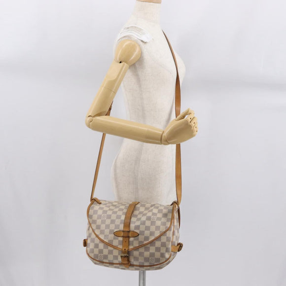 LOUIS VUITTON Damier Azur Saumur 30 Shoulder Bag SPO N48202 LV Auth 168246