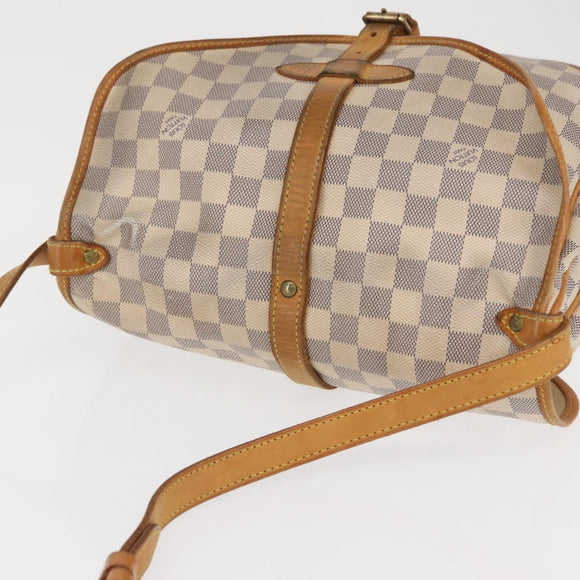 LOUIS VUITTON Damier Azur Saumur 30 Shoulder Bag SPO N48202 LV Auth 168246