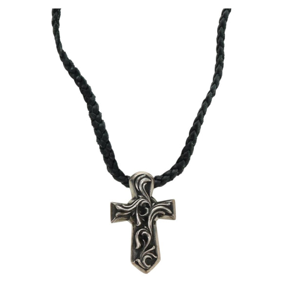 Chrome Hearts Small Balkan Cross/W Boro Chip Necklace Ag925 Silver Auth 168247SM