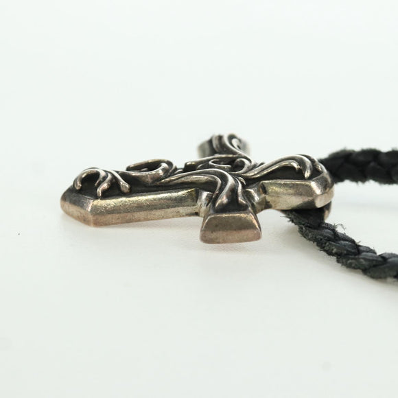 Chrome Hearts Small Balkan Cross/W Boro Chip Necklace Ag925 Silver Auth 168247SM
