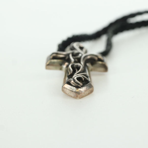 Chrome Hearts Small Balkan Cross/W Boro Chip Necklace Ag925 Silver Auth 168247SM