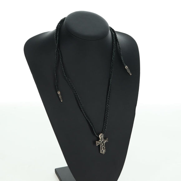 Chrome Hearts Small Balkan Cross/W Boro Chip Necklace Ag925 Silver Auth 168247SM