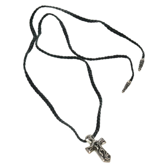 Chrome Hearts Small Balkan Cross/W Boro Chip Necklace Ag925 Silver Auth 168247SM