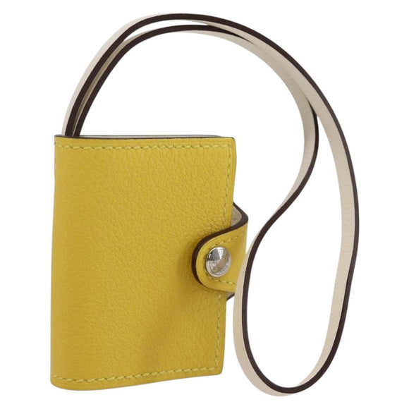 HERMES Ulysse Nano Taschenanhänger Leder Gelb Auth 168248M