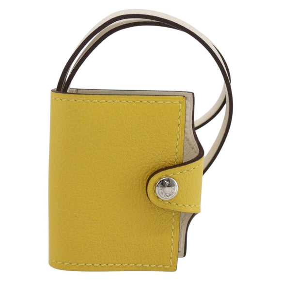 HERMES Ulysse Nano Bag Charm Leather Yellow Auth 168248M