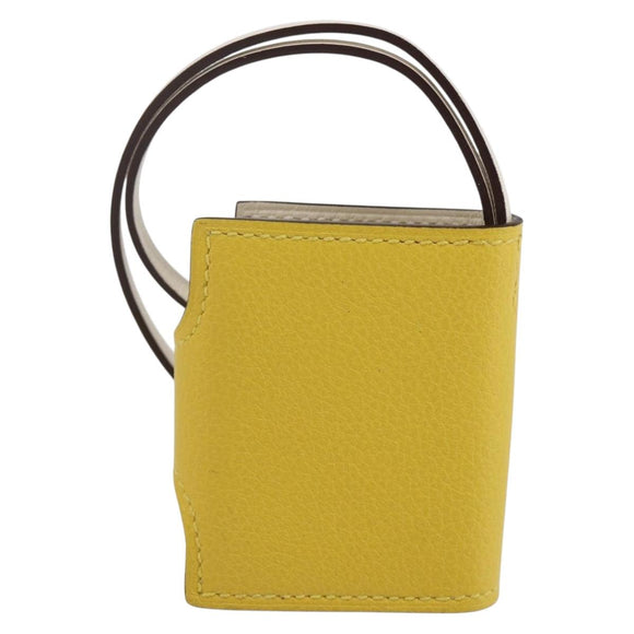 HERMES Ulysse Nano Bag Charm Leather Yellow Auth 168248M