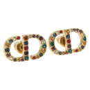 Christian Dior Rhinestone Pierce Earring metal Gold Tone Auth 168258M-1