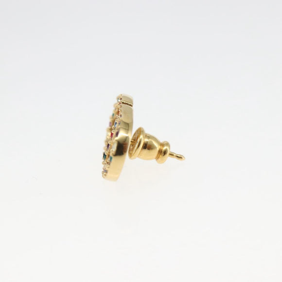 Christian Dior Rhinestone Pierce Earring metal Gold Tone Auth 168258M