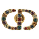 Christian Dior Rhinestone Pierce Earring metal Gold Tone Auth 168258M-7