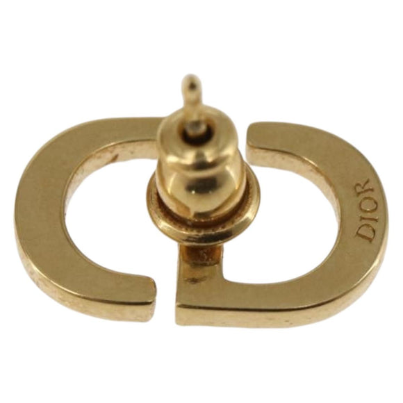Christian Dior Rhinestone Pierce Earring metal Gold Tone Auth 168258M