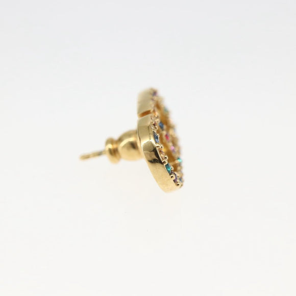 Christian Dior Rhinestone Pierce Earring metal Gold Tone Auth 168258M