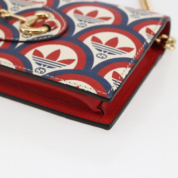 GUCCI adidas Horsebit Chain Shoulder Wallet Leather Gold 621892 Auth 168261SAM