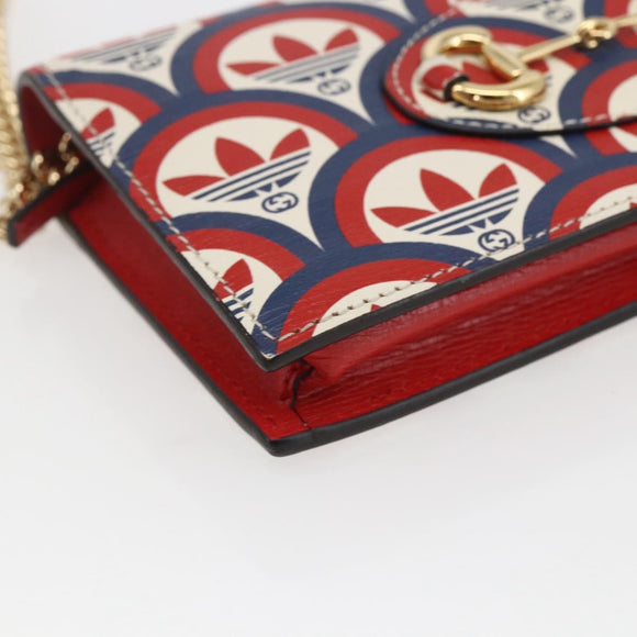 GUCCI adidas Horsebit Chain Shoulder Wallet Leather Gold 621892 Auth 168261SAM