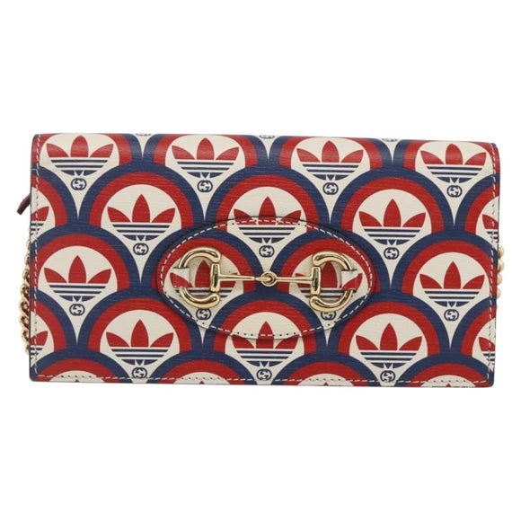 GUCCI adidas Horsebit Chain Shoulder Wallet Leather Gold 621892 Auth 168261SAM