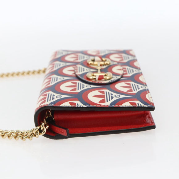 GUCCI adidas Horsebit Chain Shoulder Wallet Leather Gold 621892 Auth 168261SAM