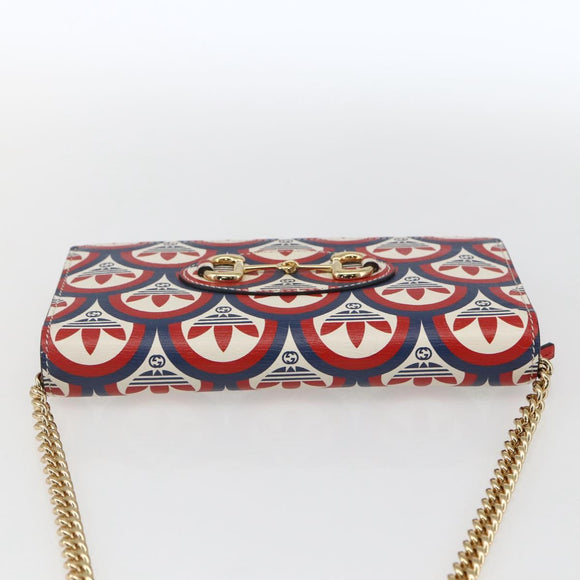 GUCCI adidas Horsebit Chain Shoulder Wallet Leather Gold 621892 Auth 168261SAM