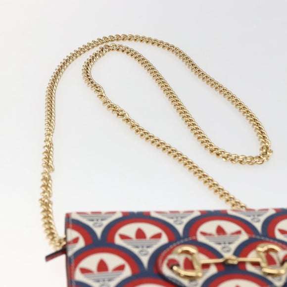 GUCCI adidas Horsebit Chain Shoulder Wallet Leather Gold 621892 Auth 168261SAM
