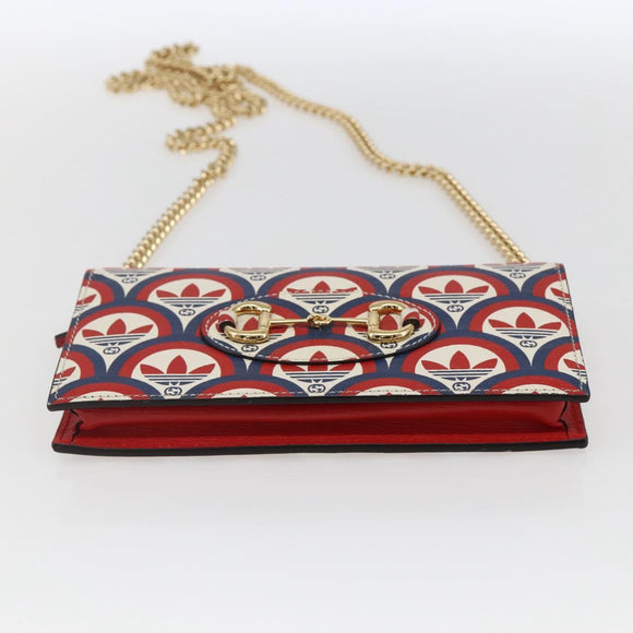 GUCCI adidas Horsebit Chain Shoulder Wallet Leather Gold 621892 Auth 168261SAM