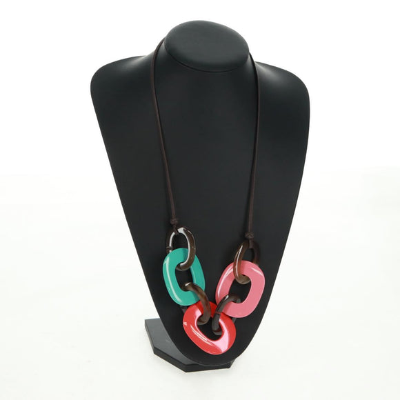 HERMES Caramba Necklace plastic Multicolor Auth 168270V