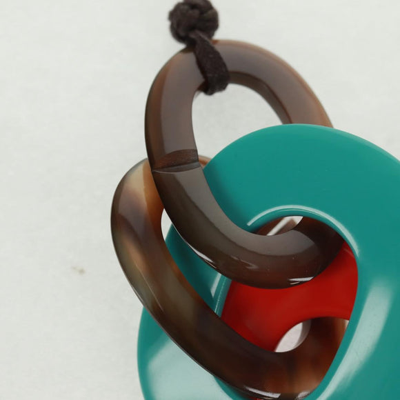 HERMES Caramba Necklace plastic Multicolor Auth 168270V