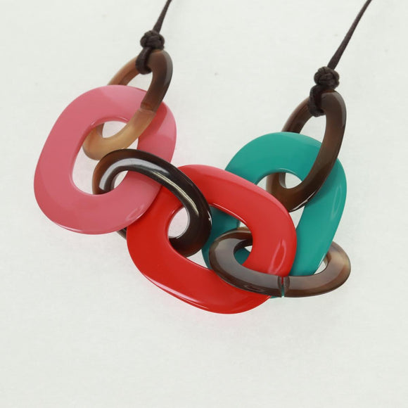 HERMES Caramba Necklace plastic Multicolor Auth 168270V