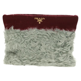 PRADA Clutch Bag Fur Bordeaux Gold Auth 168291V - 0