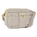 PRADA Shoulder Bag Nylon Ivory Gold Auth 168292-1