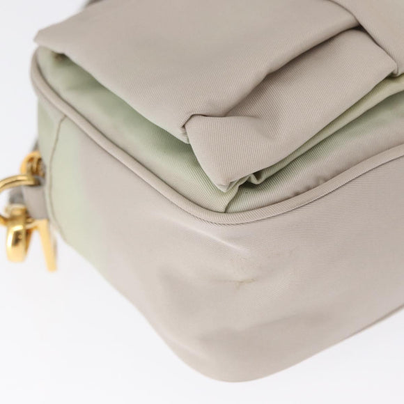 PRADA Shoulder Bag Nylon Ivory Gold Auth 168292
