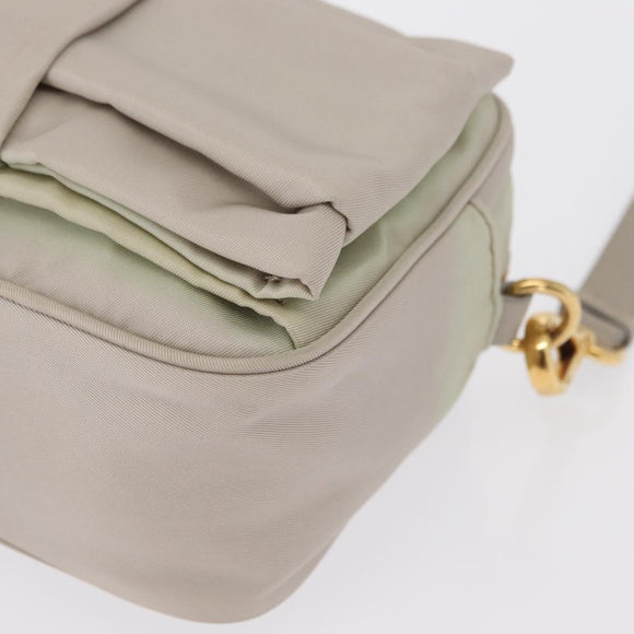 PRADA Shoulder Bag Nylon Ivory Gold Auth 168292