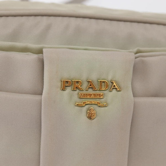 PRADA Shoulder Bag Nylon Ivory Gold Auth 168292