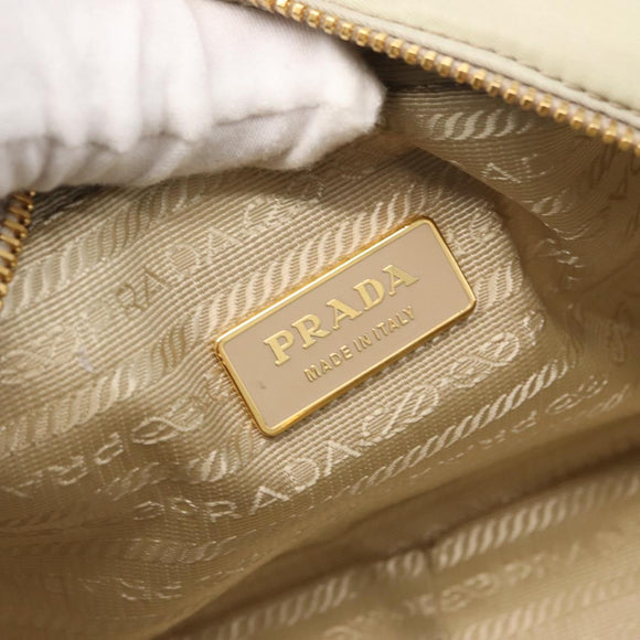 PRADA Shoulder Bag Nylon Ivory Gold Auth 168292