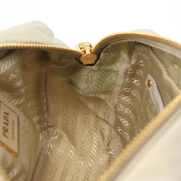 PRADA Shoulder Bag Nylon Ivory Gold Auth 168292