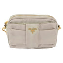PRADA Shoulder Bag Nylon Ivory Gold Auth 168292-13