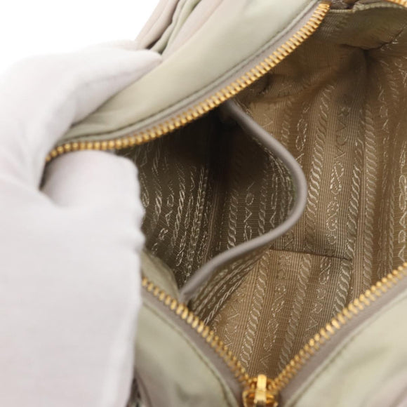 PRADA Shoulder Bag Nylon Ivory Gold Auth 168292