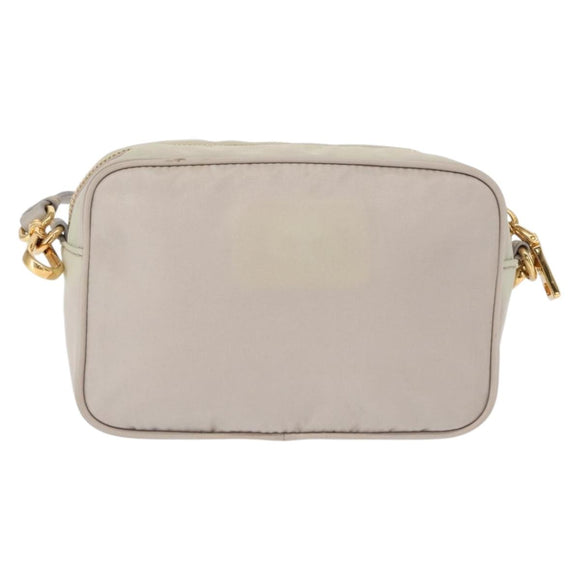 PRADA Shoulder Bag Nylon Ivory Gold Auth 168292
