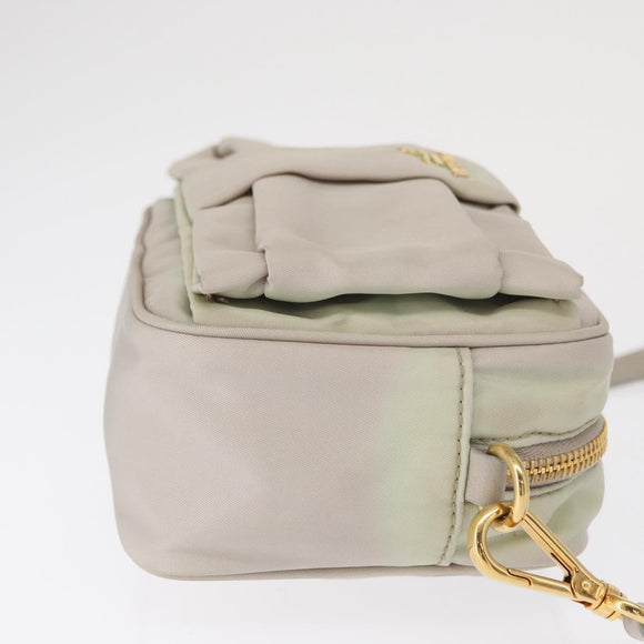 PRADA Shoulder Bag Nylon Ivory Gold Auth 168292