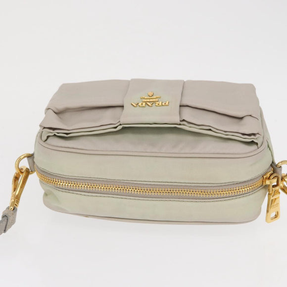 PRADA Shoulder Bag Nylon Ivory Gold Auth 168292