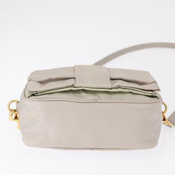 PRADA Shoulder Bag Nylon Ivory Gold Auth 168292