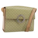 CELINE Macadam Canvas Circle Shoulder Bag PVC Beige Gold Auth 168293-1